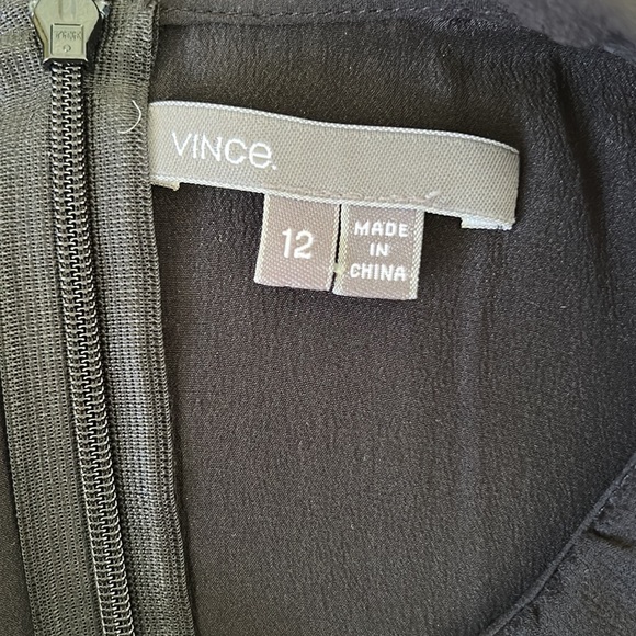 VINCE Silk Chiffon Black Layered Ruffle Halter Neck Column Midi Dress - 12 - Picture 8 of 11